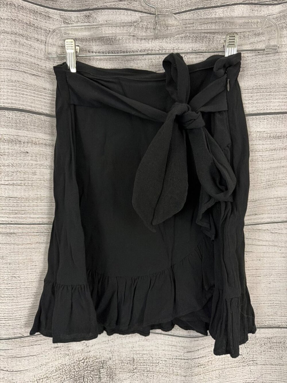 Express Black Wrap Skirt With Ruffle Hem & Bow Tie Size 6